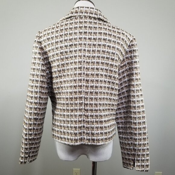 Chicos Boucle Tweed Blazer Lady Jacket Size 1 (8/M) Pockets Classic Career Crop - Picture 6 of 11